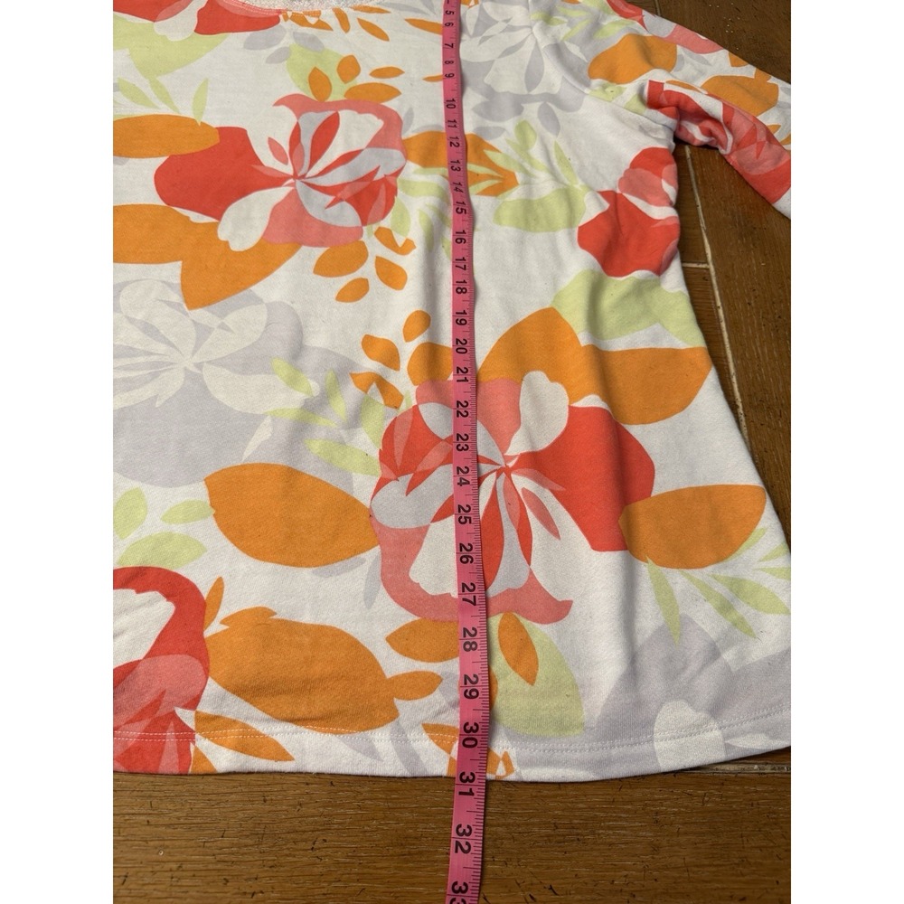 Fresh Produce Women's Coral Pink Floral Sweatshirt Size Cotton Terry Cloth 2XL - Picture 4 of 6